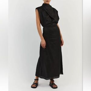 NWT DISSH Alessi Black Linen Dress S10
